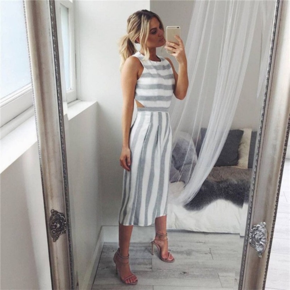 Lily Doe Striped Backless Cute Jumpsuit Romper - Picture 8 of 11